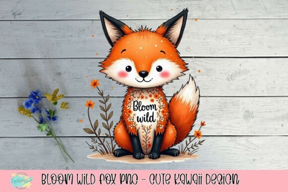 Bloom Wild Fox PNG: Cute Kawaii Design for Creative Projects