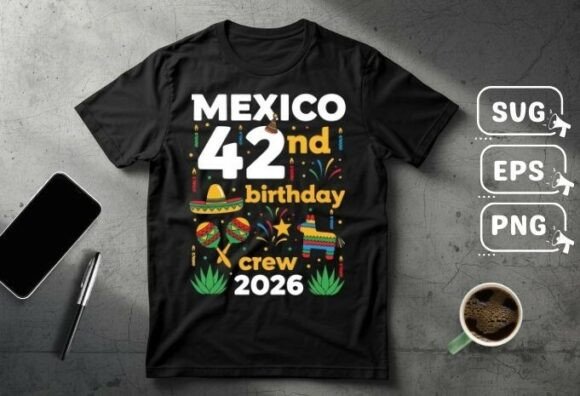 Celebrate in Style with a Festive 42nd Birthday Mexico Shirt Design SVG