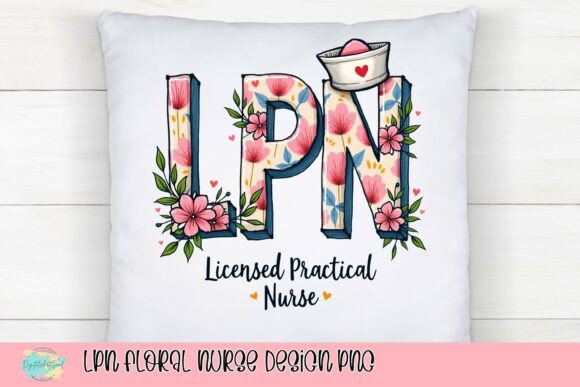 LPN Floral Nurse Design PNG: A Feminine Tribute to Nursing