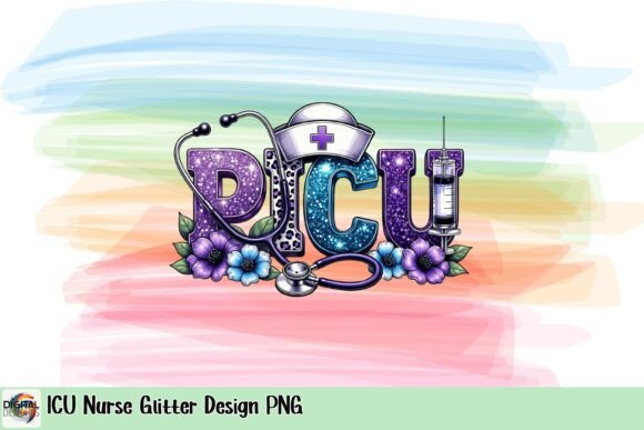 Sparkle and Scrubs: The Ultimate ICU Nurse Glitter Design PNG