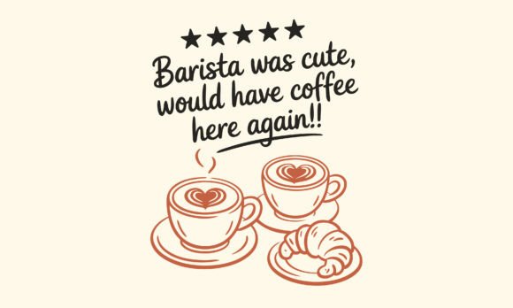 The Authentic Coffee Cafe Review Hand-drawn Design PNG